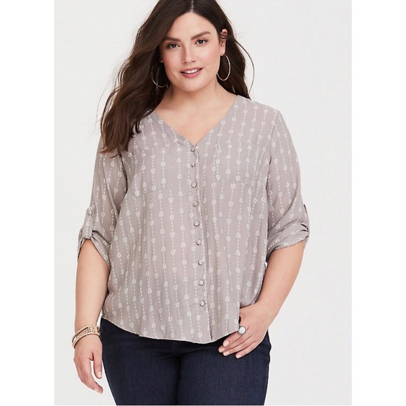 torrid Tops - Torrid Harper Arrow Textured  Button Down Blouse 2
